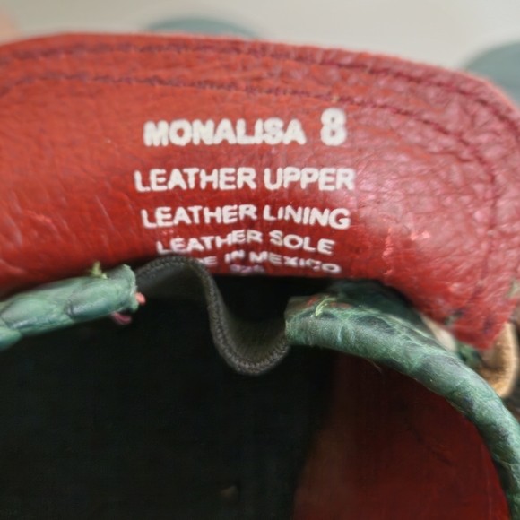 Freebird by Steven Mules Pink Leather Blush Snake & Green Croc Shoes Wms Size 8 - Picture 9 of 15